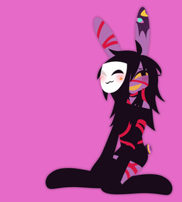 anthro big_ears black_choker black_clothing black_dress black_hair black_jewelry black_legwear black_necklace black_thigh_highs blush blush_lines choker clothing dress duo female fur hair hair_over_eye jewelry kneeling kneeling_on_ground legwear long_hair long_sleeves necklace pink_background purple_body purple_fur simple_background smile smiling_at_viewer thigh_highs wrapped_around_another pupn1k glitch_productions the_amazing_digital_circus gangle_(tadc) gooseworx's_post-transition_jax_design jax_(tadc) lagomorph leporid mammal rabbit 2026 digital_drawing_(artwork) digital_media_(artwork) english_description hi_res trans_(lore) trans_woman_(lore)