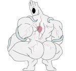 big_butt big_muscles butt butt_focus crouching feet grey_body grey_butt looking_back male muscular muscular_humanoid muscular_male parody simple_background solo spread_legs spreading white_background burntbeebs broly_culo new_blood_interactive ultrakill minos_prime_(ultrakill) humanoid prime_soul 2022 hi_res meme