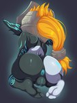 2024 anus big_butt biped butt clothing doregene female fused_shadow genitals hair headgear headwear hi_res humanoid imp looking_away midna multicolored_body multicolored_skin nintendo not_furry orange_hair plump_labia pussy rear_view solo the_legend_of_zelda thick_thighs twili twilight_princess two_tone_body two_tone_skin