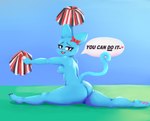 anthro barefoot breasts butt dialogue feet female looking_at_viewer nipples nude open_mouth pawpads pom_poms ribbons smile solo text nebssik cartoon_network the_amazing_world_of_gumball nicole_watterson domestic_cat felid feline felis mammal 2021 english_text hi_res