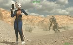 3d_(artwork) anthro breasts clothing conditional_dnp deathclaw desert digital_media_(artwork) dragon dranelia duo fallout female fin genitals gun handgun hi_res jumpsuit male microsoft mythological_creature mythological_scalie mythology nipples penis pip-boy pistol ranged_weapon scales scalie shawoo tongue tongue_out wasteland weapon white_body white_scales wingless_dragon