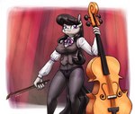 anthro black_hair bottomwear bow_panties bow_underwear bowed_string_instrument breasts cello clothed clothing cutie_mark eyebrows eyelashes female fur grey_body grey_fur hair legwear long_hair looking_at_viewer musical_instrument panties pantyhose purple_eyes solo string_instrument topwear underwear king-kakapo friendship_is_magic hasbro my_little_pony octavia_(mlp) earth_pony equid equine horse mammal pony 2022 hi_res