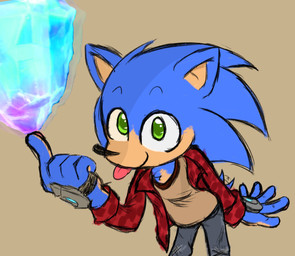 anthro balancing_object blep blue_body blue_fur bottomwear clothing denim denim_bottomwear denim_clothing flannel_shirt fur green_eyes jeans male multicolored_body multicolored_fur pants pawpads paws screencap_redraw simple_background solo tail tail_motion tailwag tongue tongue_out torn_bottomwear torn_clothing torn_jeans torn_pants hopefulsparks sega sonic_the_hedgehog_(series) sonic_the_hedgehog eulipotyphlan hedgehog mammal cel_shading colored_sketch hi_res shaded signature sketch