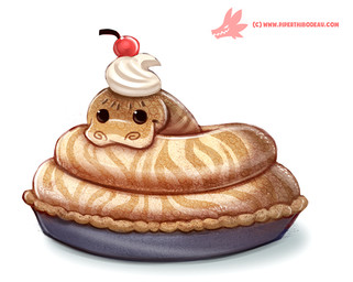 ambiguous_gender beady_eyes black_eyes cherry dairy_products dessert feral food fruit humor pastry pie plant pun simple_background solo visual_pun whipped_cream white_background piper_thibodeau food_creature python reptile scalie snake digital_media_(artwork) digital_painting_(artwork) painting_(artwork)