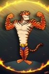 abs anthro belt biceps biped clothed clothing flexing fur hair male muscular muscular_anthro muscular_male pecs pose simple_background solo speedo standing stripes swimwear tail topless daniel-link dreamworks madagascar_(series) vitaly_(madagascar) felid mammal pantherine tiger