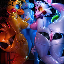 4_fingers anthro anus areola balls beak big_breasts blue_body blue_eyes bodily_fluids breasts butt dark_areola dark_nipples enjoying erection eyes_closed eyeshadow fangs female fingers genital_fluids genitals glistening glistening_body glowing glowing_eyes group hand_on_penis handjob holding_penis humanoid_genitalia humanoid_penis innie_vulva inside lips looking_at_viewer looking_back looking_back_at_viewer machine makeup male male/female nipples non-mammal_breasts non-mammal_nipples non-mammal_vulva orange_anus penile penis pink_body plump_labia puffy_anus purple_anus purple_eyeshadow red_lips sex sharp_teeth smile smiling_at_viewer suggestive_look tail teeth thick_tail thick_thighs trio vaginal_fluids vaginal_fluids_on_leg vulva white_body wide_hips yellow_body jizzyfox jizzyfox_(modeler) five_nights_at_freddy's five_nights_at_freddy's_2 scottgames fan_character mangle_(fnaf) toy_chica_(fnaf) animatronic avian bird canid canine chicken fox galliform mammal phasianid robot robot_anthro 1:1 3d_(artwork) absurd_res digital_media_(artwork) hi_res watermark