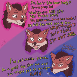 after_transformation angry anthro braided_hair clothed clothing countershade_face countershading dialogue ear_piercing front_view fur hair head_markings inner_ear_fluff lgbt_pride male markings offscreen_character piercing shocked simple_background smile solo surprised text tuft anonymous_artist lgbt_pride_month shess'kah canid canine canis ethiopian_wolf mammal 1:1 headshot_portrait hi_res portrait