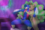 anthro bulge clothed clothing duo erection genitals grope hair inside looking_at_viewer male male/male nightclub partially_clothed penis artbyyellowdog arta_aere ych_(character) avian bird canid canine galliform mammal peafowl phasianid absurd_res digital_media_(artwork) hi_res shaded