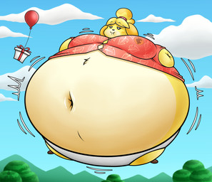 air_inflation aloha_shirt anthro balloon bell bell_accessory belly belly_expansion big_belly big_breasts black_eyebrows black_nose black_sclera blonde_hair blue_sky body_inflation breast_expansion breasts brown_clothing brown_footwear brown_shoes clothing cloud deep_navel expansion eyebrows eyelashes female footwear gift hair huge_belly huge_breasts hyper hyper_belly hyper_breasts hyper_inflation immobile inflatable inflation motion_lines multicolored_body navel outside panties pattern_clothing pattern_shirt pattern_topwear pink_clothing pink_shirt pink_topwear plant puffed_cheeks round_body shirt shoes sky smile solo spherical_inflation sunken_limbs tan_body three-quarter_view tight_clothing topwear tree two_tone_body underwear white_clothing white_eyes white_panties white_underwear yellow_body yellow_ears windturbine09 animal_crossing nintendo isabelle_(animal_crossing) canid canine canis domestic_dog mammal shih_tzu toy_dog 2026 absurd_res colored digital_media_(artwork) hi_res shaded