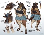 anthro arm_tuft black_clothing black_collar black_topwear blep blue_bottomwear blue_clothing blue_cutoffs blue_eyes blue_hair blue_highlights blue_pants bottomwear brown_body brown_ears brown_fur brown_hair brown_hooves brown_horn brown_pawpads brown_tail button_(fastener) clothed clothing collar curvy_figure denim denim_bottomwear denim_clothing denim_shorts eyes_closed female front_view fur hair highlights_(coloring) hooves horizontal_pupils horn hotpants inner_ear_fluff jeans long_hair mouth_closed multicolored_body multicolored_fur multicolored_hair overweight overweight_anthro overweight_female pants pawpads pupils rear_view short_tail shorts shoulder_tuft simple_background slit_pupils smile solo standing tail tan_body tan_fur tan_inner_ear_fluff teeth text thick_thighs tongue tongue_out topwear tuft two_tone_body two_tone_fur two_tone_hair white_background wide_hips lostgoose harper_(lostgoose) bovid caprine goat mammal 2022 5:4 cyrillic_text dated digital_media_(artwork) model_sheet multiple_images russian_text signature translated