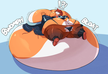 anthro belly belly_expansion big_belly big_breasts big_butt big_nose black_clothing black_footwear black_shoes blue_background blue_clothing blue_thong blue_topwear blue_underwear blush body_inflation bottomwear breast_expansion breast_squish breasts butt butt_expansion clothing exclamation_point expansion eyelashes female footwear hair hand_on_breast hand_on_own_breast huge_belly huge_breasts huge_butt hyper hyper_belly hyper_breasts hyper_butt hyper_inflation immobile inflation liquid_inflation looking_back lying lying_on_self morbidly_obese morbidly_obese_anthro morbidly_obese_female motion_lines multicolored_body obese obese_anthro obese_female on_front orange_body orange_nose orange_tail overweight overweight_anthro overweight_female panicking pants question_mark rear_view red_bottomwear red_clothing red_eyes red_hair red_pants simple_background solo species_transformation squish swelling tail thong topwear torn_bottomwear torn_clothing torn_pants transformation two_tone_body two_tone_tail underwear water_inflation white_body white_tail veryfilthything mario_bros nintendo pokemon pokemon_legends_arceus arezu_(pokemon) yoshi 2022 absurd_res cel_shading colored digital_media_(artwork) hi_res shaded