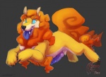 2013 avoid_posting blue_eyes canine claws erection fangs feral frisky_ferals fu-dog fur knot male mane orange_fur penis purple_penis purple_tongue quon sefeiren
Rating: Explicit
Score: 8
User: otterface
Date: July 15, 2013