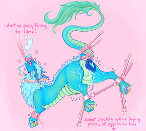ambiguous_fluids ambiguous_gender angry animal_genitalia bdsm blush bodily_fluids bondage bound breath breeding_slave butt claws collar cuff_(restraint) cum cum_from_slit cum_inflated_belly cum_inflation cum_inside cum_on_butt dialogue dildo ejaculation feral genital_fluids genital_slit genitals horn horn_jewelry hypnosis hypnosis_fetish hypnotic_eyes implied_oviposition implied_pregnancy inflation jewelry knot knotted_dildo knotting mind_control neck_tuft panting pawpads penetration questionable_consent raised_tail restrained restraints rope rope_bondage rope_harness scales sex_toy slit_penetration slit_play spiral spiral_eyes spread_slit tail taming text toe_claws tongue tongue_out toy tuft wet mailmutt mythology dragon eastern_dragon mythological_creature mythological_scalie scalie absurd_res english_text hi_res