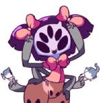 accessory anthro black_hair clothed clothing container cup fangs female hair hair_accessory hair_ribbon multi_arm multi_eye multi_limb ribbons simple_background smile solo standing tea_cup teapot teeth white_background wide_hips diives caramelldansen undertale undertale_(series) muffet arachnid arthropod spider 1:1 2d_animation animated digital_media_(artwork) frame_by_frame low_res meme short_playtime thumbnail