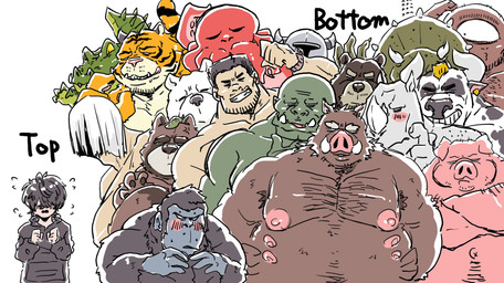 anthro belly big_belly black_nose blush clothing ear_piercing ear_ring green_body grey_body group hoodie kemono leaf male male/male moobs nipples overweight overweight_male piercing pink_nose ring_piercing text topwear white_body wenzel_0164 alligator alligatorid ape aquatic bear bovid bovine canid canine cattle cephalopod ceratopsian ceratopsid chasmosaurine coleoid crocodilian dinosaur domestic_pig felid gorilla haplorhine human mammal marginocephalian mollusk octopodiform octopus ornithischian pantherine polar_bear prehistoric_species primate raccoon_dog reptile rhinoceros scalie suid suine sus_(pig) tanuki tiger triceratops ursine wild_boar 2026 english_text hi_res