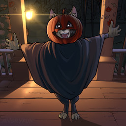 ambiguous_gender anthro biped brown_hair clothed clothing digitigrade fangs floor food for_a_head forest fruit fur glistening glistening_eyes hair holidays inner_ear_fluff lamp nature night open_mouth open_smile outside plant porch pumpkin pumpkin_head shadow smile solo spread_arms t-pose tan_body tan_fur teeth toeless_legwear tree tuft wood wood_floor wooden_planks young angryfur halloween valerie_(automaton_story) canid canine canis domestic_dog mammal object_head 1:1 digital_drawing_(artwork) digital_media_(artwork) hi_res female_(lore)