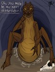 abdominal_bulge anthro belly big_belly bloated bone male skull solo vore yellow_eyes vaxeythedraggy men_in_black edgar_the_bug alien arthropod blattodea cockroach insect