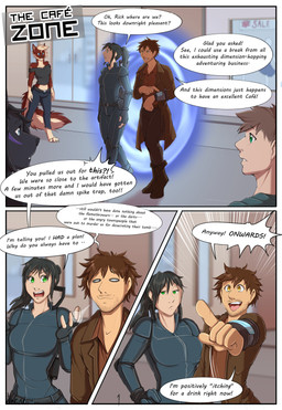 anthro beard city city_background clothed clothed_anthro clothed_female clothed_human clothed_male clothing coat dialogue duo facial_hair female female_human fully_clothed fully_clothed_anthro fully_clothed_female fully_clothed_human fully_clothed_male hair machine male male_human messy_hair mustache ponytail portal science smile stubble tail text topwear yelling narusewolf amy_(apsidalmosaic) naruse_(narusewolf) rick_(apsidalmosaic) canid canine canis human mammal wolf comic digital_media_(artwork) english_text first_page hi_res