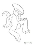 ambiguous_gender solo spread_legs spreading sherwind52 nintendo pokemon cyclizar generation_9_pokemon pokemon_(species) black_and_white hi_res monochrome sketch unfinished