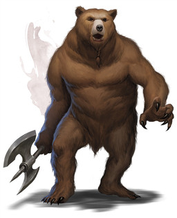 5_fingers 5_toes ambiguous_gender anthro axe battle_axe beard black_claws black_eyes black_inner_ear black_nose braided_beard brown_body brown_fur claws facial_hair fangs featureless_crotch feet finger_claws fingers front_view fur holding_axe holding_object holding_weapon melee_weapon open_mouth sharp_teeth simple_background solo tan_body tan_fur teeth toe_claws toes weapon white_background unknown_artist dungeons_and_dragons hasbro wizards_of_the_coast bear mammal werecreature wereursid official_art