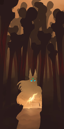 3_eyes abstract_art ambiguous_gender anthro bone desert femur_(bone) multi_eye silhouetted_body sky skyscape solo tyunre ombrelune zephyr_ombrelune felid feline lynx mammal absurd_res hi_res female_(lore)