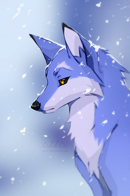 black_nose black_sclera blue_body blue_eyebrows blue_fur blurred_background cheek_tuft eyebrows eyelashes facial_tuft female feral fur long_snout looking_away multicolored_body multicolored_fur outside snout snow snow_on_fur snowing solo tuft two_tone_body two_tone_fur white_body white_fur white_inner_ear yellow_eyes azzai canid canine fox mammal 2019 cel_shading colored colored_sketch digital_drawing_(artwork) digital_media_(artwork) shaded sketch