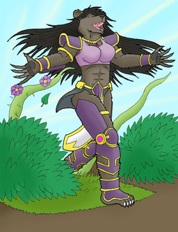 anthro armor elemental_manipulation female knightschronicles plant plant_manipulation solo spring superhero superpowers warrior nyghtmar3 venom_thorn_(nyghtmar3) bear mammal ursine hi_res