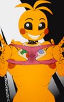 absurd_res animatronic anthro areola avian bib big_breasts bird black_background black_sclera breasts brown_areola brown_nipples chicken clothing enredadera female five_nights_at_freddy's five_nights_at_freddy's_2 front_view galliform gallus_(genus) head_feathers head_tuft heart_eyes heart_symbol hi_res huge_filesize machine navel nipples panties phasianid pink_clothing pink_panties pink_underwear presenting_panties robot rosy_cheeks scottgames sharp_teeth simple_background smile solo teeth toy_chica_(fnaf) tuft underwear wet wet_clothing wet_panties wet_underwear white_background white_eyes wide_hips