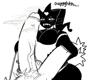 anthro big_breasts big_penis breasts female genitals huge_breasts huge_penis male penis pubes smelly randidesu nintendo pokemon blaziken_(randidesu) myuto_(randidesu) banette blaziken generation_3_pokemon pokemon_(species)