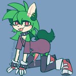 anthro clothing footwear genitals gloves handwear legwear male penis shoes solo thigh_highs copii_chaotix sega sonic_the_hedgehog_(series) sonic_underground manic_the_hedgehog sonic_the_hedgehog eulipotyphlan hedgehog mammal 1:1