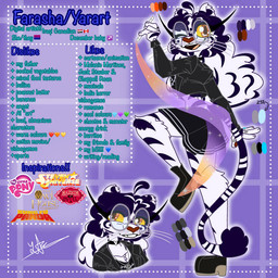 anthro female holidays solo stripes text white_body yarart meet_the_artist farasha_(yarart) felid feline mammal pantherine tiger 1:1 english_text model_sheet