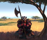 anthro beard facial_hair halberd male melee_weapon mustache plains polearm solo weapon shadoca blizzard_entertainment warcraft bear mammal pandaren hi_res