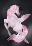 blue_eyes feral hair hooves long_mane long_tail looking_at_viewer pink_body pink_hair sparkles tail wings ponynok mythology equid equine mammal mythological_creature mythological_equine pegasus digital_media_(artwork) hi_res