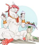 animal_genitalia balls casual_nudity duo feral fluffy genitals hair happy jewelry male male/male musk_wotter nude pink_hair serving_tray sheath size_difference slave zortie navos_(wordcaster) drakator gaytor mammal mustelid otter absurd_res hi_res