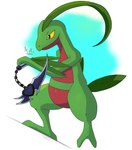 anthro black_eyes claws finger_claws green_body head_leaf leaf leaf_tail male solo tail yellow_sclera youmadsin nintendo pokemon generation_3_pokemon grovyle pokemon_(species) scalie absurd_res hi_res