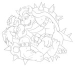 bodily_fluids dripping_penis duo frottage genitals hand_holding horn humanoid_genitalia humanoid_penis male male/male penile penis sex shell spiked_shell spikes spikes_(anatomy) sweat anti_dev mario_bros nintendo bowser brumal fan_character koopa scalie 2012 line_art monochrome