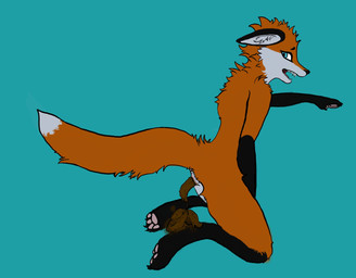 anthro feces male paws pooping_on_floor pooping_on_self scatplay simple_background smelly solo pooby'z gunny_le_fox canid canine fox mammal rexouium hi_res