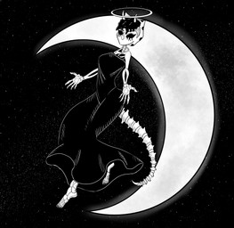 anthro black_clothing black_dress black_eyes bone clothed clothed_anthro clothed_female clothing crescent_moon death dress facial_horn feet female fingers front_view hair halo horn humanoid_feet humanoid_hands long_tail looking_at_viewer moon night plantigrade pose short_hair skeleton solo star tail toes gothgator0 goodbye_volcano_high ko_op_(game_developer) trish_(gvh) ceratopsian ceratopsid chasmosaurine dinosaur marginocephalian ornithischian prehistoric_species reptile scalie triceratops absurd_res full-length_portrait greyscale hi_res monochrome portrait