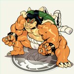 1:1 absurd_res anthro artist_logo asian_clothing black_hair bowser bracelet clothing collar crouching digital_media_(artwork) dragonfetus east_asian_clothing eyes_closed fundoshi green_shell hair hi_res japanese_clothing jewelry koopa logo male mario_bros muscular muscular_male nihongami nintendo portrait scalie shadow shell simple_background solo spiked_shell spikes spikes_(anatomy) sumo_wrestler underwear vein veiny_muscles white_background yellow_body