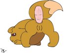 anal anal_penetration brown_body butt female feral genitals penetration pussy simple_background solo white_background alexzozaya nintendo pokemon eevee generation_1_pokemon pokemon_(species) animated short_playtime