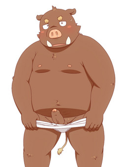 anthro belly blush briefs clothed clothing clothing_pull erection foreskin genitals humanoid_genitalia humanoid_hands humanoid_penis kemono male moobs nipples overweight overweight_male penis solo tighty_whities underwear underwear_only underwear_pull undressing white_briefs white_clothing white_underwear penta002 mammal suid suine sus_(pig) wild_boar 2015