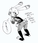 anthro clothed clothing fully_clothed fur simple_background solo white_background kabe2mugi disney zootopia jack_savage lagomorph leporid mammal rabbit absurd_res hi_res monochrome