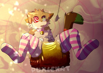 ambiguous_gender anthro bell bell_collar bodily_fluids clothed clothing collar diaper diaper_fetish feces fluffy genital_fluids hypnosis hypnosis_fetish hypnotic_eyes leggings legwear messy mind_control pendulum soiled_diaper soiling solo unclean_diaper urine used_diaper wearing_diaper wet_diaper puxlekat felid mammal hi_res