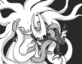 2_horns ambiguous_fluids anthro apode arm_around_shoulders black_background black_body black_eyes blush blush_lines bodily_fluids dominant duo entwined_tentacles female female/female female_penetrated female_penetrating female_penetrating_female genital_fluids grey_eyes holding_ankle holding_another holding_leg holding_partner holding_tentacle horn larger_dom larger_female legless lidded_eyes nude_anthro penetration plant questionable_consent restrained restrained_by_tentacles sex shaded_sketch simple_background size_difference smaller_female sweat sweatdrop tentacle_penetration tentacle_sex tentacles tree vaginal_fluids white_body white_head dual-screens hollow_knight_(franchise) team_cherry greyroot hornet_(hollow_knight) white_lady_(hollow_knight) arthropod elemental_creature flora_fauna treant 2026 digital_media_(artwork) hi_res monochrome shaded sketch stepdaughter_(lore) stepmother_(lore) stepmother_and_stepchild_(lore) stepmother_and_stepdaughter_(lore) stepparent_(lore) stepparent_and_stepchild_(lore) stepparent_and_stepdaughter_(lore)