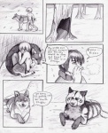 ambiguous_gender canid canine canis clothed clothing comic coop_(wrng) dialogue digitigrade english_text feral fur graphite_(artwork) greyscale group human male mammal monochrome natsume_(wrng) natsumewolf oz_(wrng) pencil_(artwork) quadruped rikku snow tail text traditional_media_(artwork) winter wolf wolf's_rain wolf's_rain_next_generation