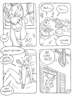 anthro bodily_fluids breasts climbing climbing_window clothed clothing dialogue female freckled_face freckles genitals horn no_underwear nude nude_female outside plant relieved small_breasts solo sweat text tree underwear vulva window circe_(artist) deltarune undertale_(series) noelle_holiday deer mammal new_world_deer reindeer comic english_text hi_res