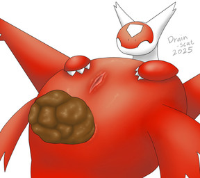 anus butt eyes_closed feces feces_in_ass female feral genitals hand_on_belly lying multicolored_body on_back pooping presenting presenting_hindquarters red_body red_wings simple_background solo two_tone_body vulva white_background white_body wings drain_scat nintendo pokemon generation_3_pokemon latias legendary_pokemon pokemon_(species) 2025 hi_res