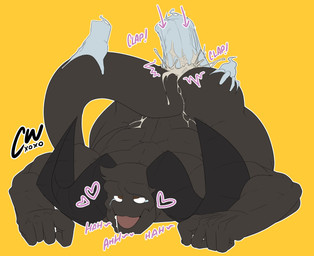 ahegao anal anal_penetration ass_up black_body bodily_fluids butt butt_grab contact_onomatopoeia cum cum_from_ass cum_in_ass cum_inside curled_horn disembodied_penis doggystyle drooling duo eye_roll from_behind_position fucked_silly genital_fluids genitals ghost_sex hand_on_butt hand_on_tail horn impact_onomatopoeia looking_pleasured male male/male male_penetrated male_penetrating male_penetrating_male moan muscular muscular_male onomatopoeia penetration penile penile_penetration penis penis_in_ass saliva sex simple_background sound_effects tail tears text yellow_background charcoalwaffle26 char_cole demon ghost monster spirit 2020 hi_res