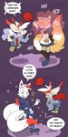 clothing dialogue fur maid_uniform powder text uniform white_body white_fur yellow_body yellow_fur trevor-fox final_fantasy square_enix erakir canid canine fox mammal moogle 1:2 comic english_text hi_res