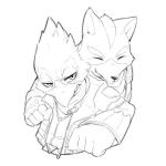 anthro beak clothed clothing duo feathers male kemo_nuko nintendo star_fox falco_lombardi fox_mccloud avian bird canid canine fox mammal 1:1